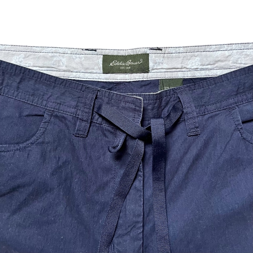 Eddie Bauer Plus Size Navy Blue Waist Tie Cargo Capri Size 14 - Picture 2 of 6